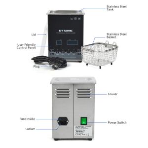 2L 50W 40kHz Stainless Steel Ultrasonic Cleaner With Timer Heater