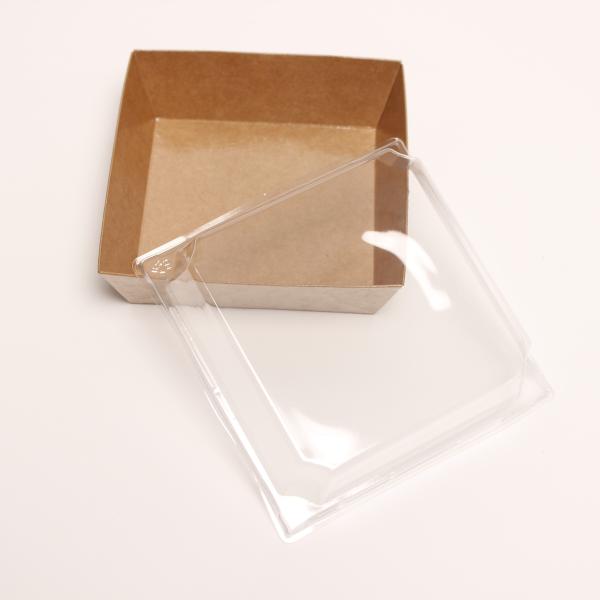 Food Bakery Packaging Box Lidded Kraft Paper Cake Container With Plastic Cover