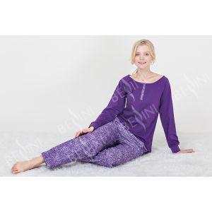 Fashionable Violet Womens Pyjama Sets Long Sleeve Top Australian Design