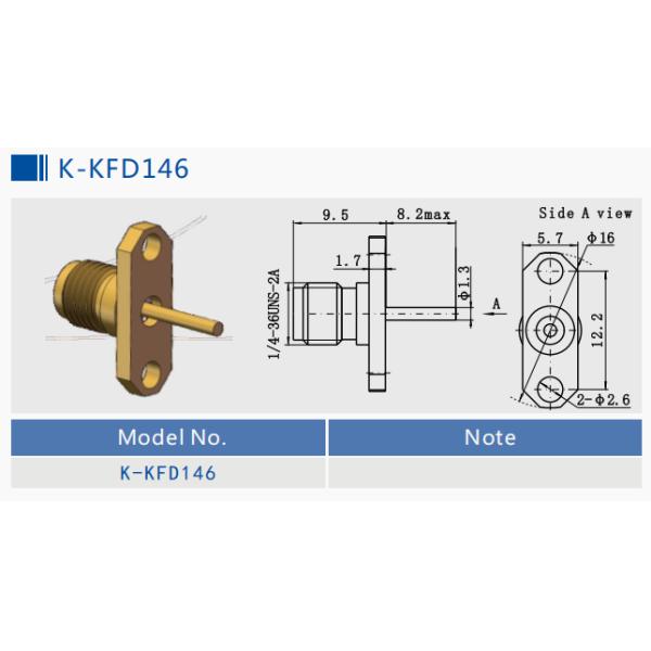 2.92mm Jack 40GHz 2 Hole Flange Mount With Round Contact SS RF Coax Microstrip Connector