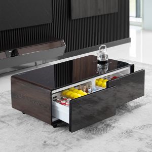 Smart Coffee Table 135L Fridge Capacity Dual Drawers Wireless Charging Mini