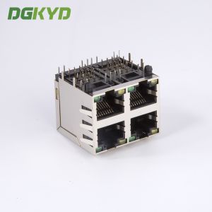 Shield Dual Deck 2x2 Rj45 Lan Modular Jack Four Ports Network Switch Connector