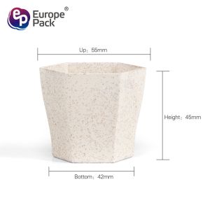 New products disposable 60ml wheat straw hexagon drinking glass cup