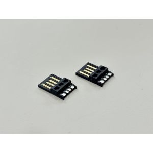 USB 2.0 AM Male Solder Connector with Wide Solder Cup | Black Gold-Plated 15U”