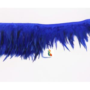 Stretch Saddle Hackle Feather Fringe Trimming with Satin Ribbon Tapes in Dyed