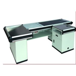 China Automatic Cash Desk Stainless Steel Table Iron Steel Plates Retail Store Checkout Counters on sale