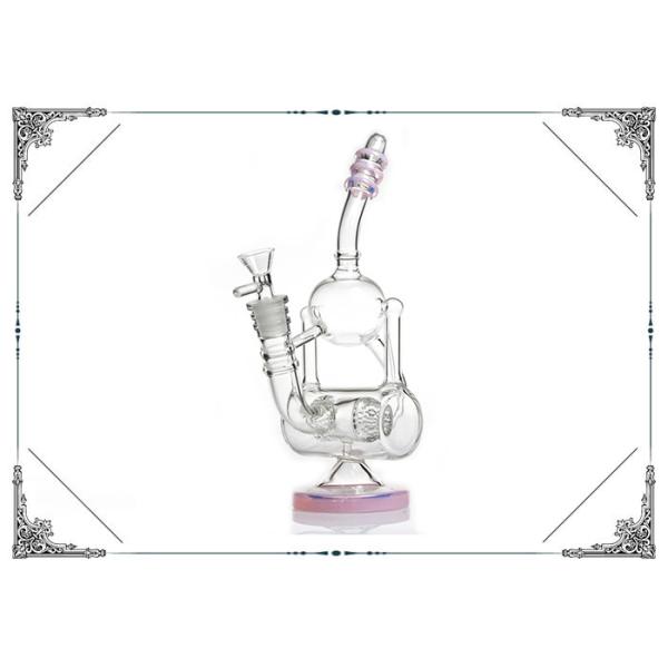 Quality 10.5 Inches Pink Glass Recycler With Double Honeycomb Percs Bongs wholesale