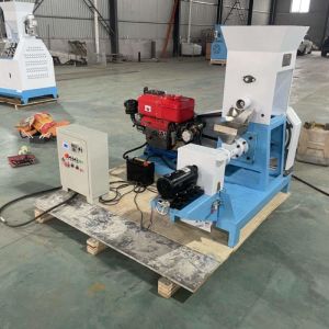 Motor Diesel Engine Dry Type Fish Feed Extruder Dog Food Processing Machine