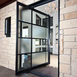 Modern Screen Custom Arches Top Exterior Front Double Entry Iron Glass Door