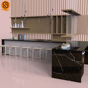 Marble Acrylic Solid Surface Bar Counter L Shaped Flame Retardancy