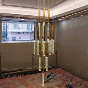 Modern Led Crystal Chandelier For Staircase Lobby Mall Villa Gold loft hanging