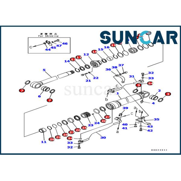 Quality PC380 PC400 Arm Cylinder Seal Kit 707-99-67090 Excavator Komatsu Machinery Service Kits wholesale