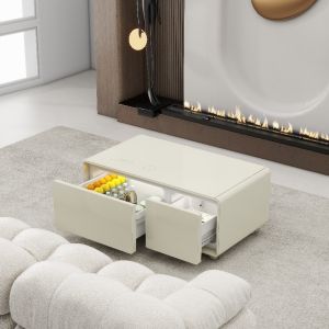 Modern European Style Standard Sized Coffee Table with Smart Refrigerator and