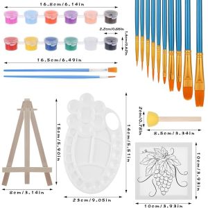 OEM ODM 6 Pack Pre Printed Painting Set With Paints Brushes Palette And Easels