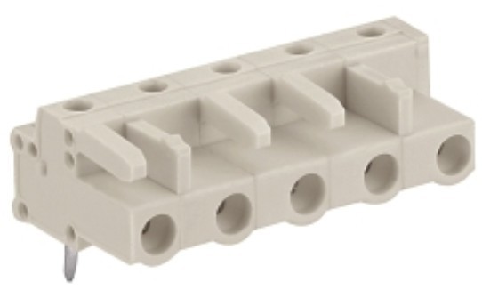 Female connector; with angle pins;with 2 locking latches; pin spacing 7.5mm / 0