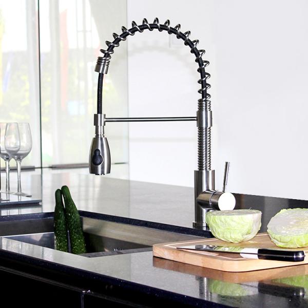 Quality Hot And Cold Water Stainless Steel Faucet With Pull Out For Kitchen wholesale