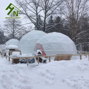 White PVC Big Party Event Igloo Geodesic Dome Tent Install On The Snow