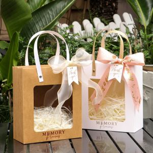Custom Paper Gift Bag With Handles Reusable For Grocery 10kg Capacity