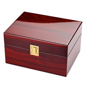 Wooden Luxury Decorative Boxes Plush Velvet Lining Custom LED Lighting FSC