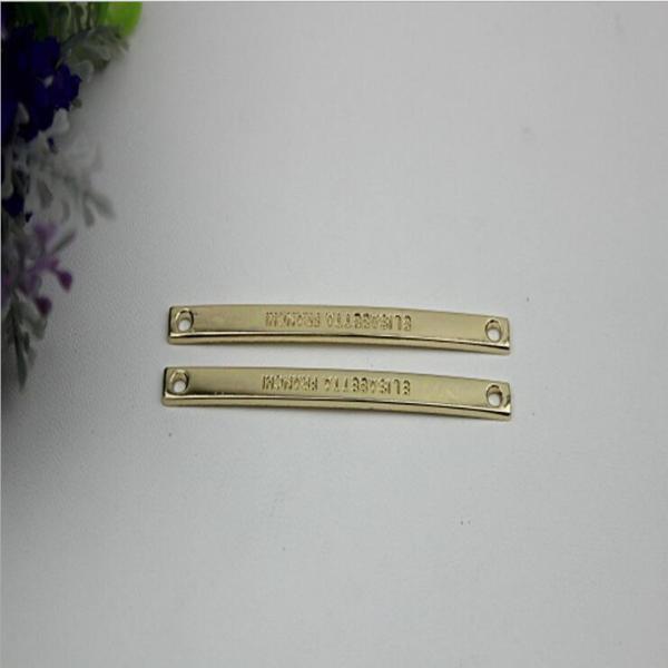 Customized light gold debossed logo metal iron sheet shoelace buckles