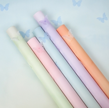 57*57cm Partysu Valentine's Day Waterproof Floral Flower Wrapping Paper with Butterfly Design