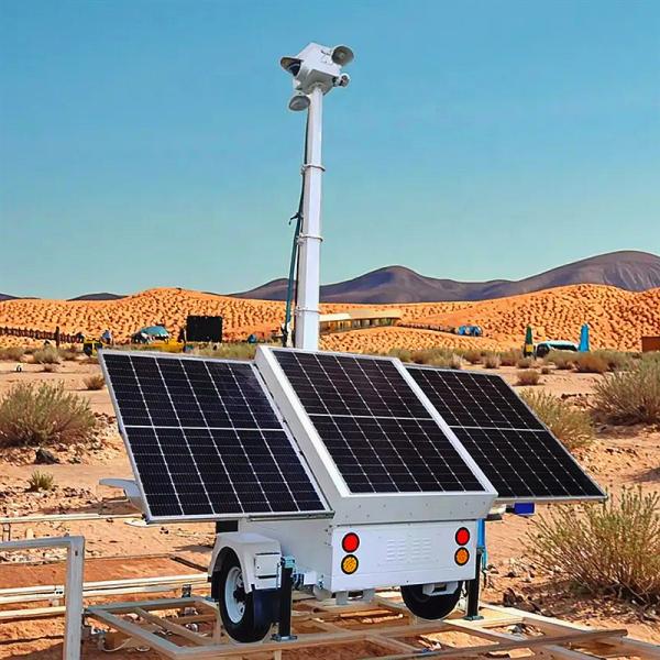 Portable Solar Light Tower Surveillance Tower Lighting Mining Operations Mobile Lighting Tower
