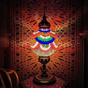 Mosaic Table Lamp Mediterranean Turkish Style Bedroom Study bulb table lamp(WH