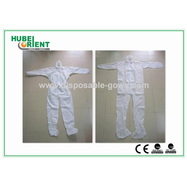 Free Size 55gsm Disposable Protective Coverall With Hood And Feetcover