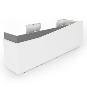 Two Person White Front Panel Reception Desk Gray