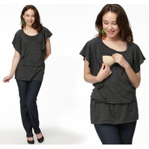 China Ruffled Sleeve Maternity Breastfeeding Tops , Plus Size Pregnancy Clothes on sale
