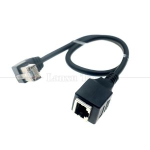 Cat5e Up Down Left Right Angle RJ45 Male to RJ45 Female Socket Panel Mount