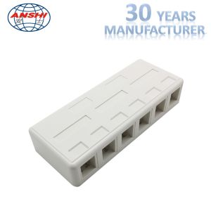 RJ45 CAT5E CAT6 UTP Keystone Jack Surface Mount Box 6 Port White Color
