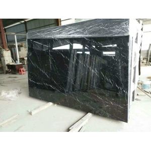 High Hardness Nero Marquina Marble Slab , Natural Nero Black Marble Tile