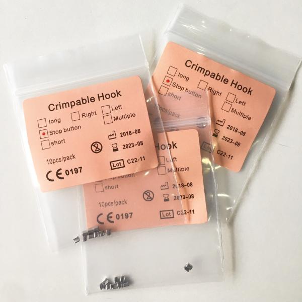 Quality MFDS Approved 10pcs/Pack Lingual Button Crimpable Hooks Orthodontic Mini Stop Crimpable Stop Certification ce MFDS Standard wholesale