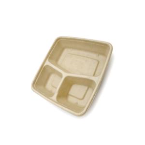 Disposable biodegradable takeaway bagasse sugarcane pulp food container with lid