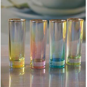 China Personalized INS Gradient Color Gold Rim Unique Shot Glass Set on sale