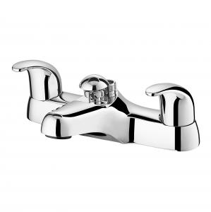 China Deck Mounted High Flow Bathtub Faucet 2 Holes 2 Handles Multiple Uses on sale
