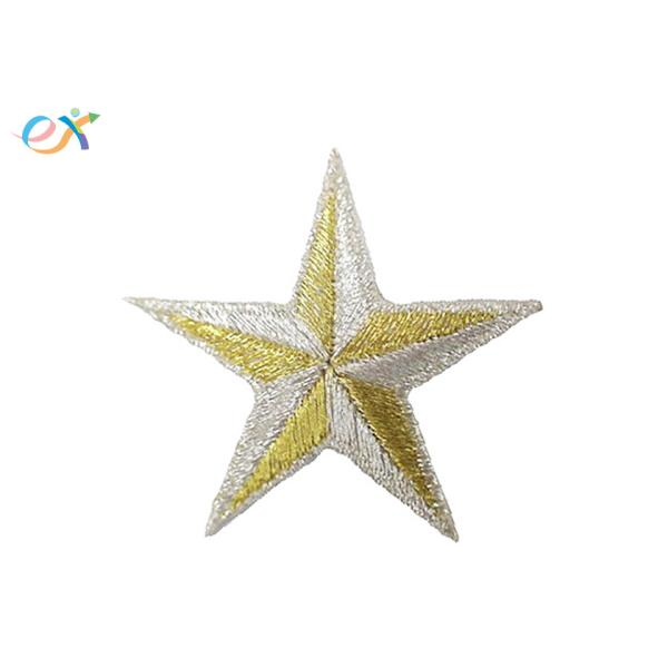 Gold Thread Star Embroidered Military Patches Design Sew On Backing Type For
