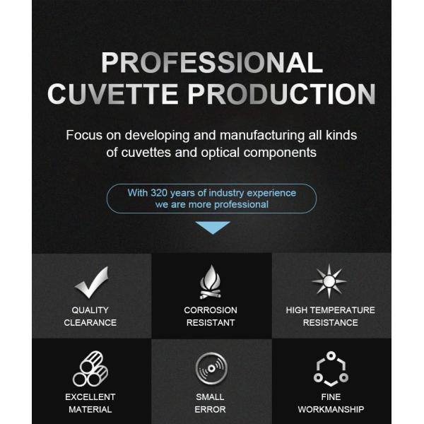 Wavelength 200nm-2500nm 10mm Light Path Quartz Cell for Visible UV Spectrophotometer