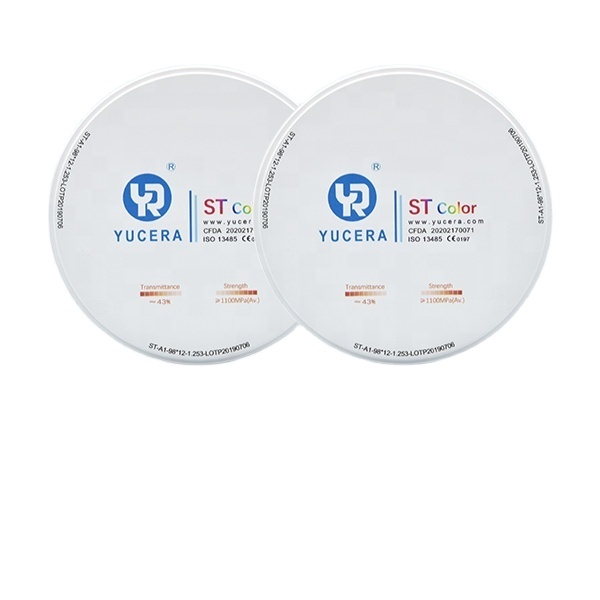 Dental Consumables Zirconia Dental Discs 98mm Yucera ST Color Zirconia CAD/CAM