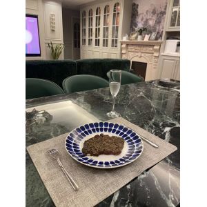 Verde Green Marble Dining Table - Luxury Art Table with Silver Gray Veins