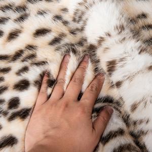1050g/m Animal Printing Long Pile Faux Fur Fabric with Leopard Printing Mink Fur