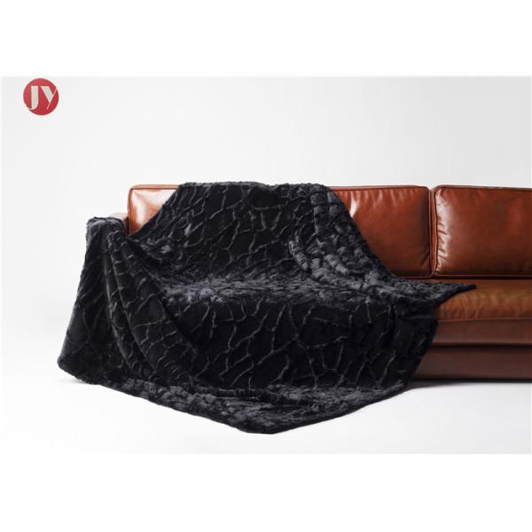 100% Polyester Silk Big Soft Blankets Plain Thick Black ,Faux Fur Blanket For Home