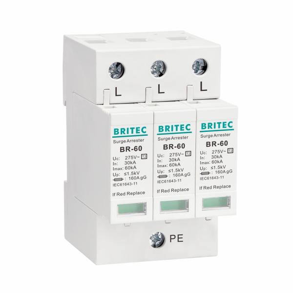 Quality BR275-60 3P SPD 60kA CE TUV Type 2 Surge Protection Device  275v lightning surge protector wholesale