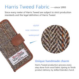 Brown Harris Tweed Phone Case 5.8 Inch Leather Wallet Case For Samsung S8