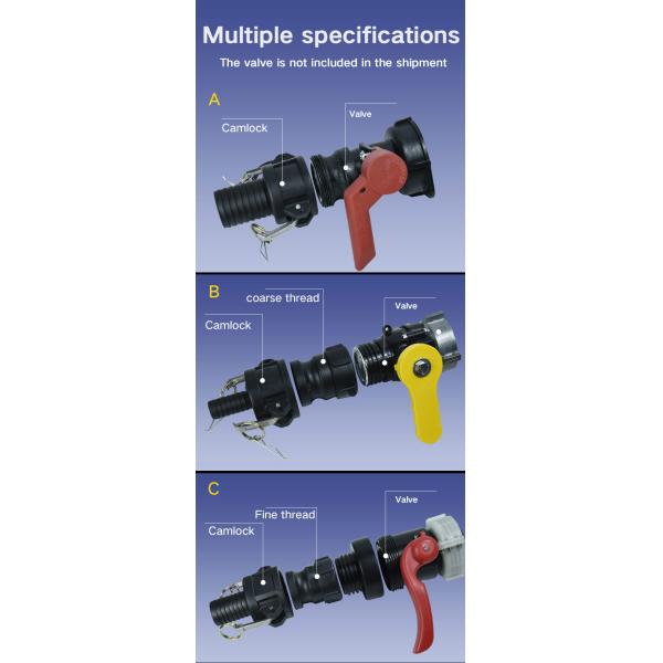 UMETASS 2 Inches Camlock Quick Coupling for IBC Container Adapter Injection Technique