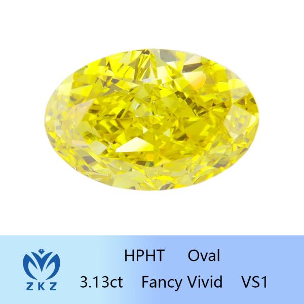 Quality HPHT Loose Lab Yellow Synthetic Diamond Oval Modified 3ct Fancy Vivid wholesale