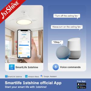 1stshine LED Ceiling Fan with Retractable Blades and Remote Control 3 Color LED