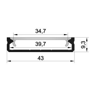 43X9mm Flat Shape LED Aluminum Profile Surface Mounted LED Profiles