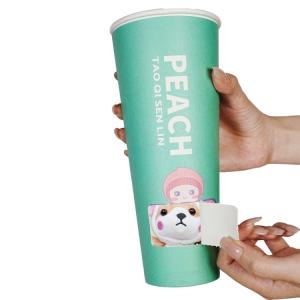 Customized Biodegradable Blind Box Gift Paper Cup for Boba Milk Tea with Lid